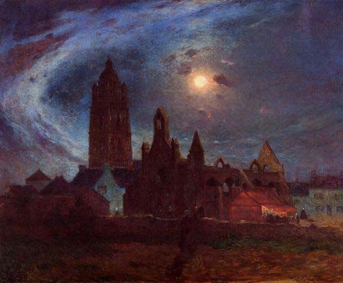 The Bourg-de-Batz Church under the Moon